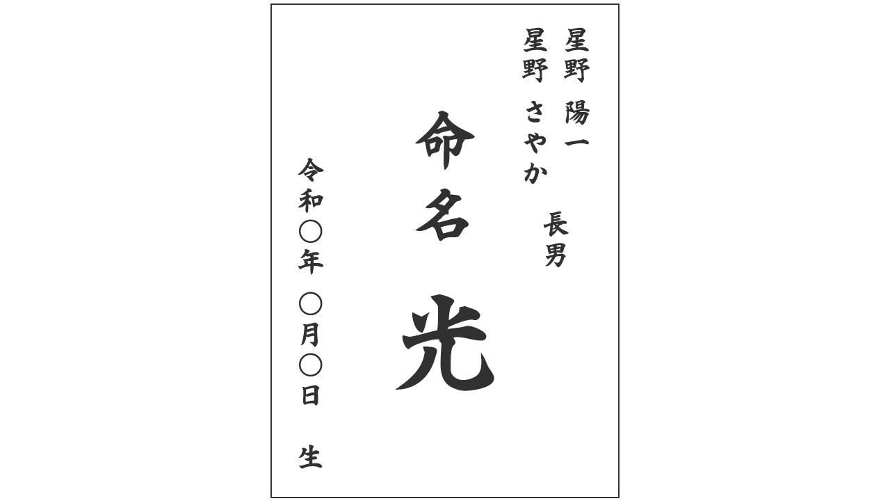 略式の命名書の場合