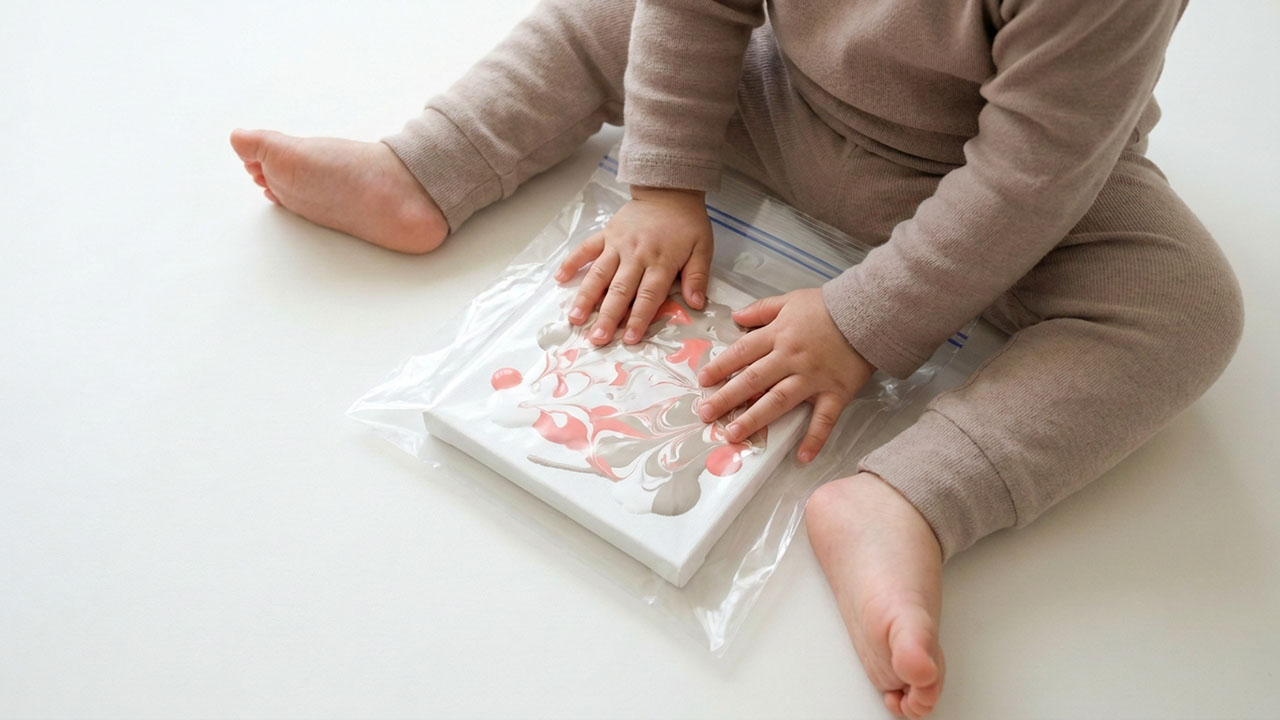 保存袋に入れて、赤ちゃんに自由に触ってもらう